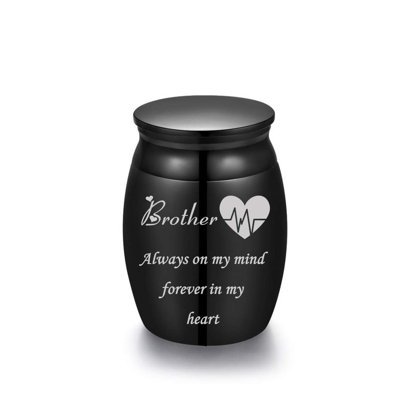 Sunling Mini Stainless Steel Decorative Cremation Keepsake Urns for Ashes 1.57 Inch High Small Funeral Urns Memorial Ashes Holder Share with Familiy Members-Black Color - Image 1